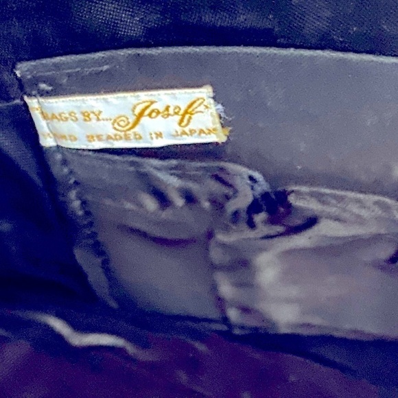 Vintage Mid Century MOD Authentic Bead Bag Formal Large Black Bag by Josef Japan - Picture 5 of 13